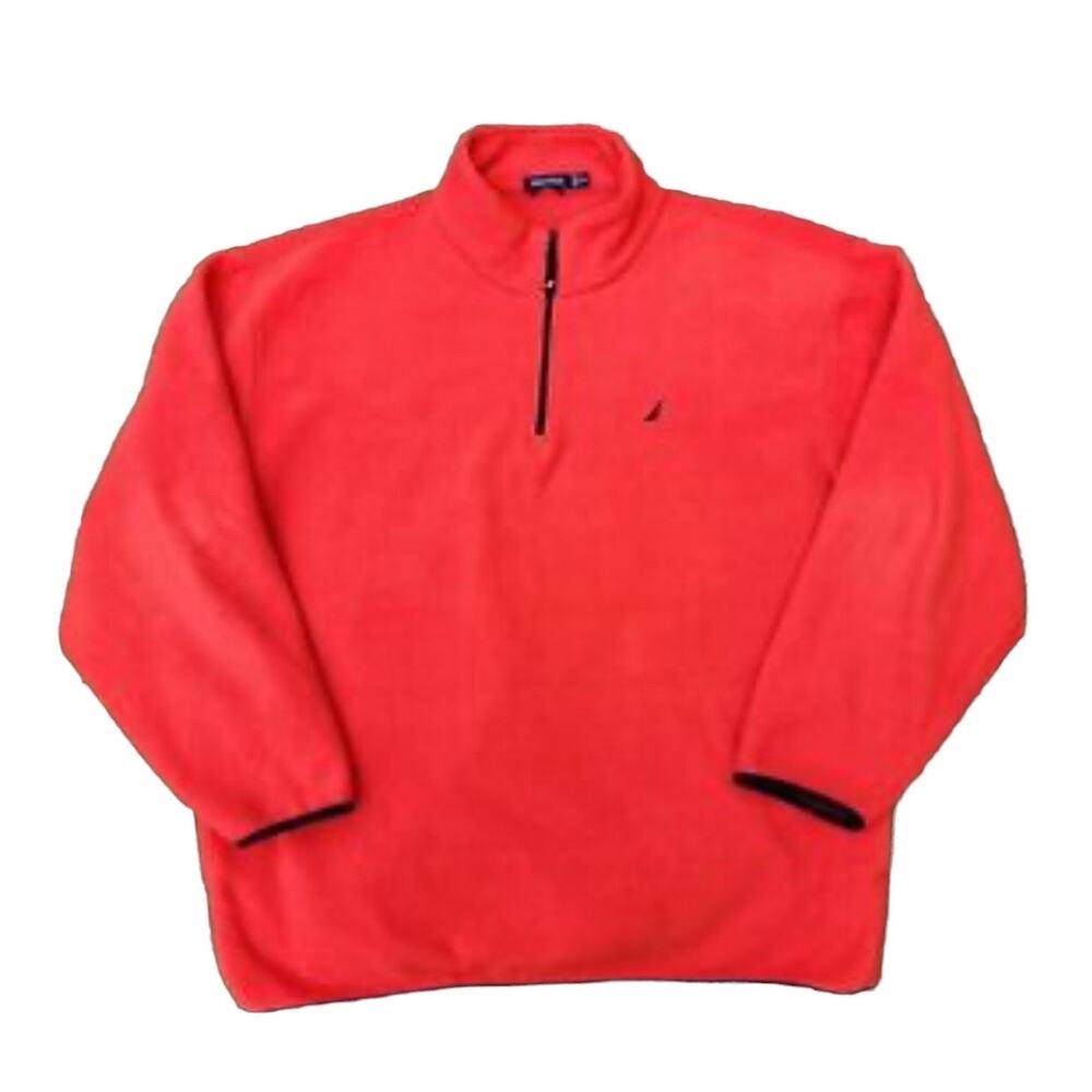 Nautica 1/4 Zip Long Sleeve Fleece Beautiful Orange Coral Color Womans M